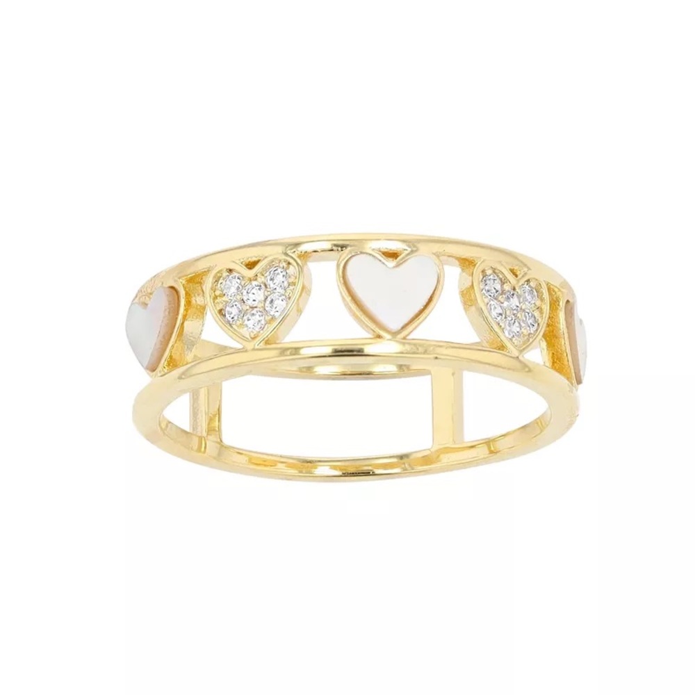 OPEN-ENDED ZIRCONIA INLAID HEART RING